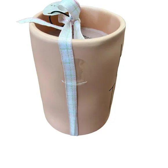 Rae Dunn NWT Peachy Pink Hop To It Candle with Bunny - Picture 4 of 6